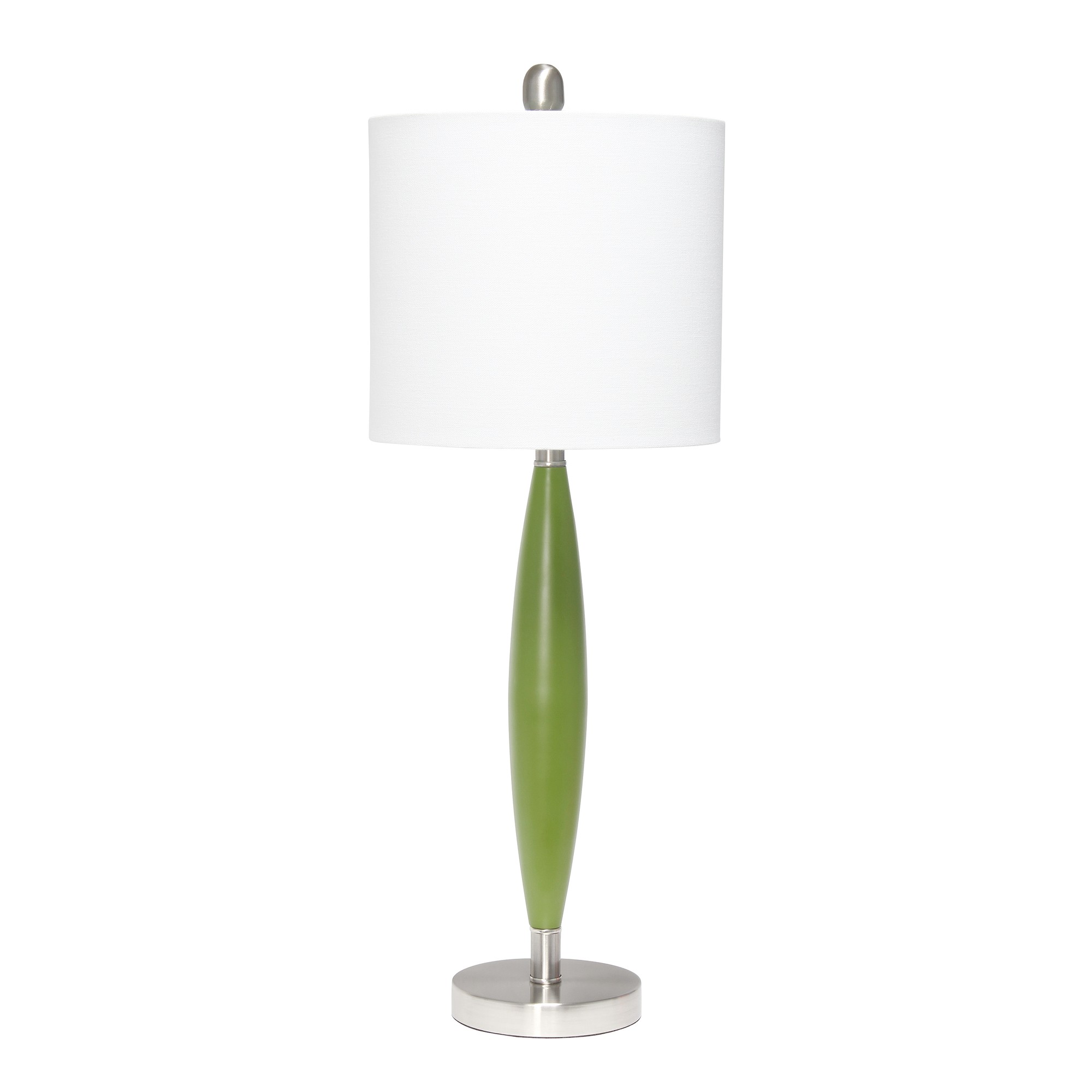 Lalia Home Stylus Table Lamp with White Fabric Shade, Green