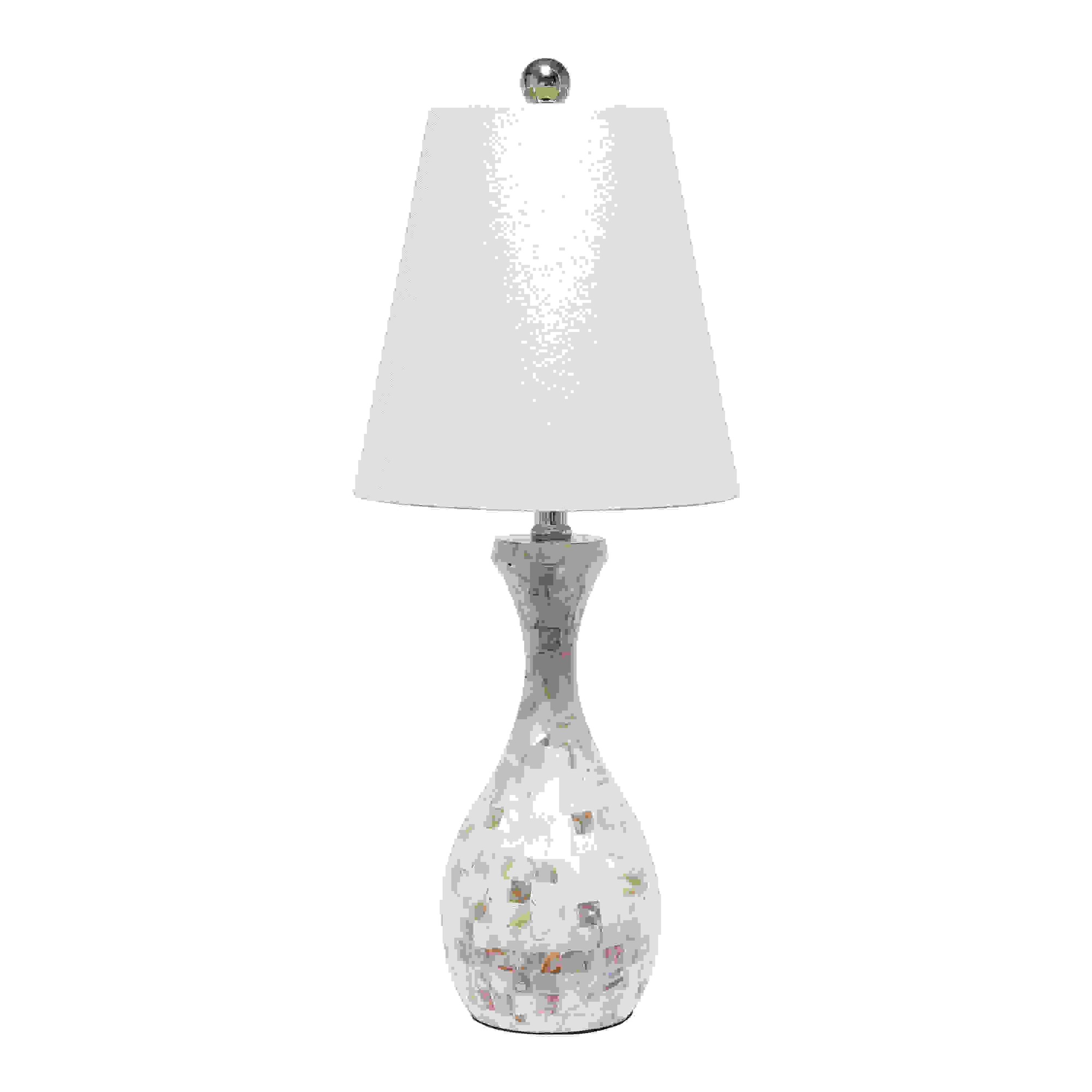 Lalia Home Malibu Curved Mosaic Seashell Table Lamp with Chrome Accents