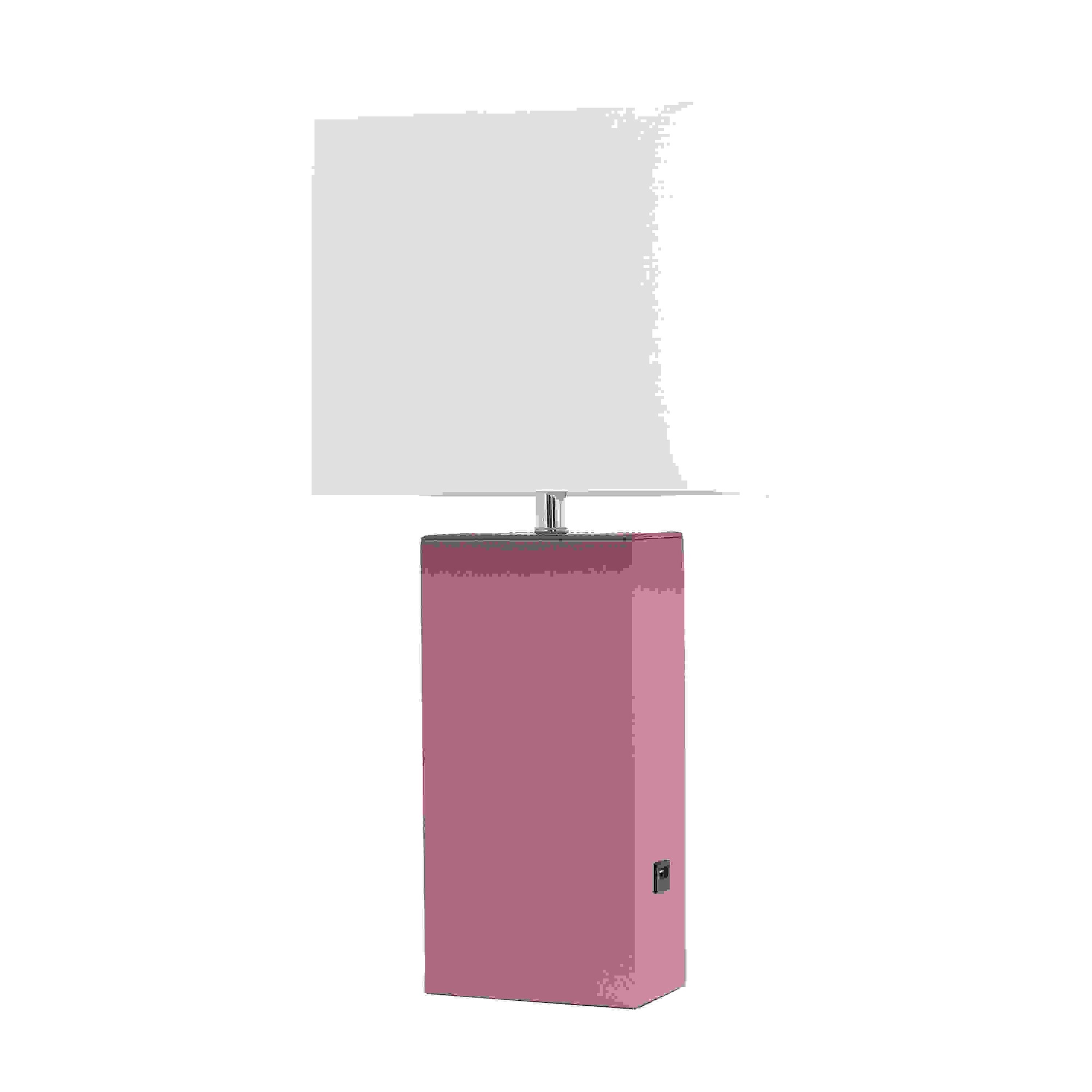 Elegant Designs Modern Leather Table Lamp with USB and White Fabric Shade