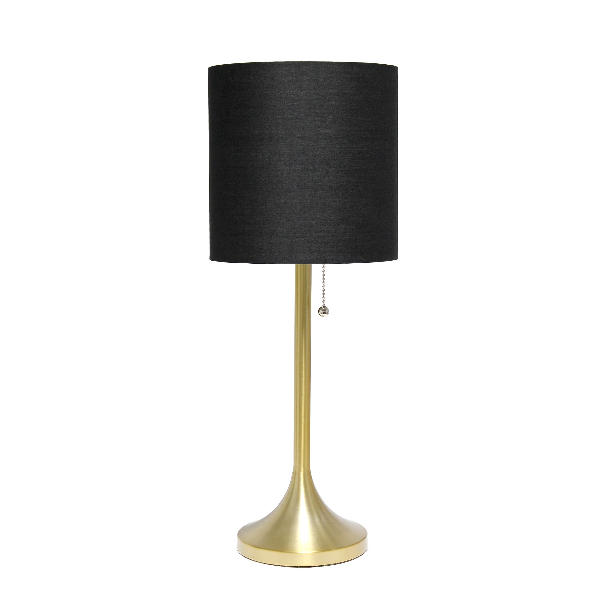 Simple Designs Gold Tapered Table Lamp with Black Fabric Drum Shade