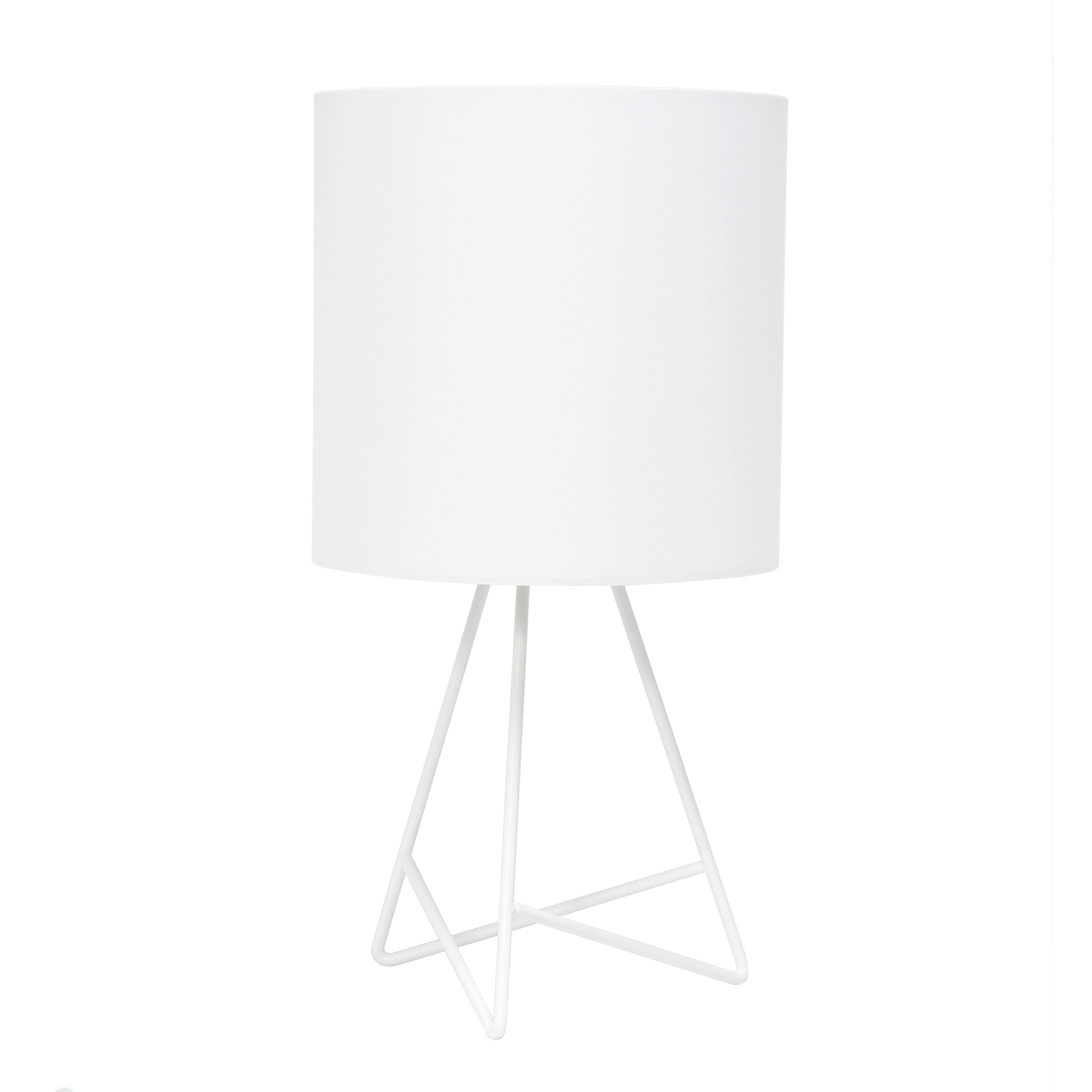 Simple Designs Down to the Wire Table Lamp with Fabric Shade, White with White Shade
