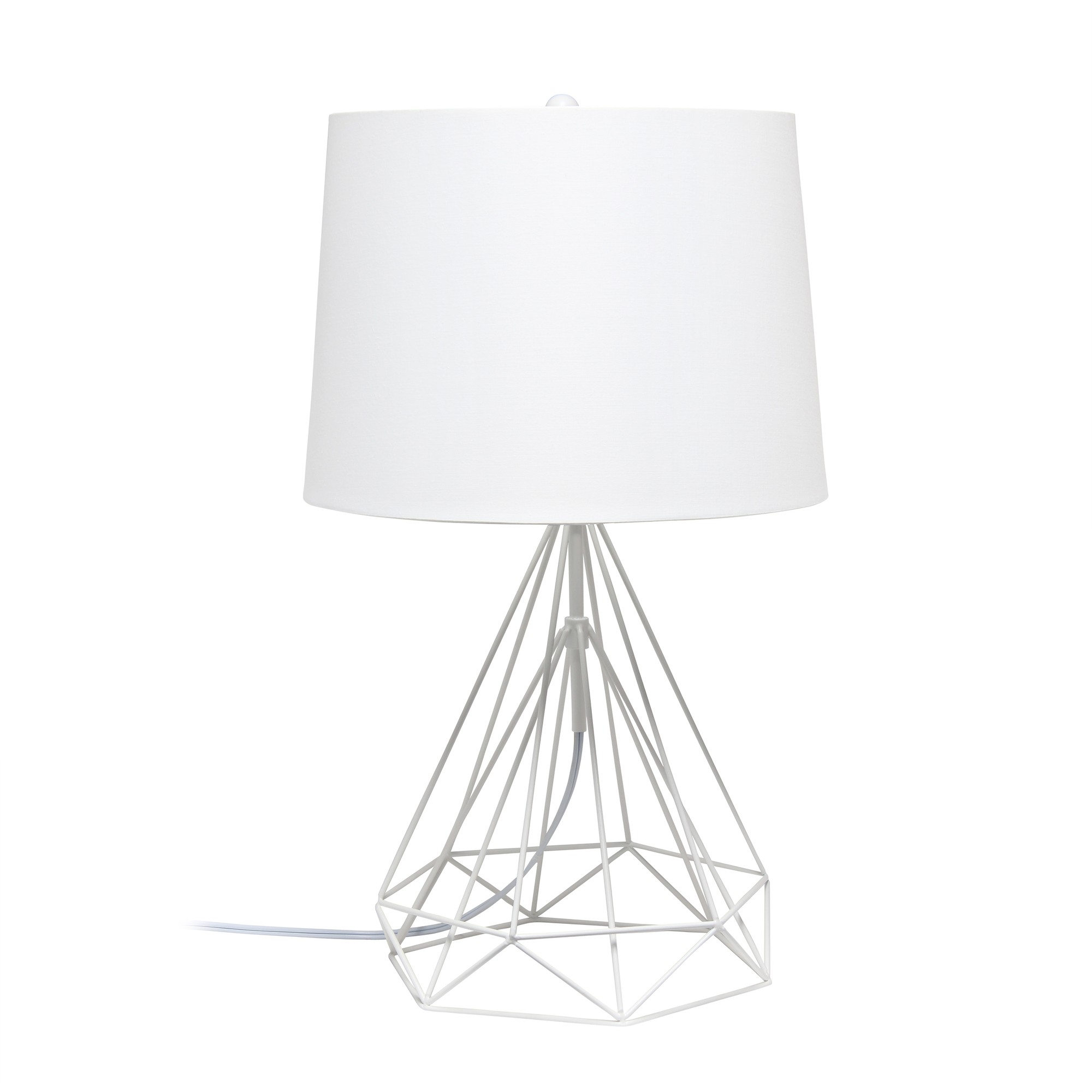 Lalia Home Geometric White Matte Wired Table Lamp with Fabric Shade