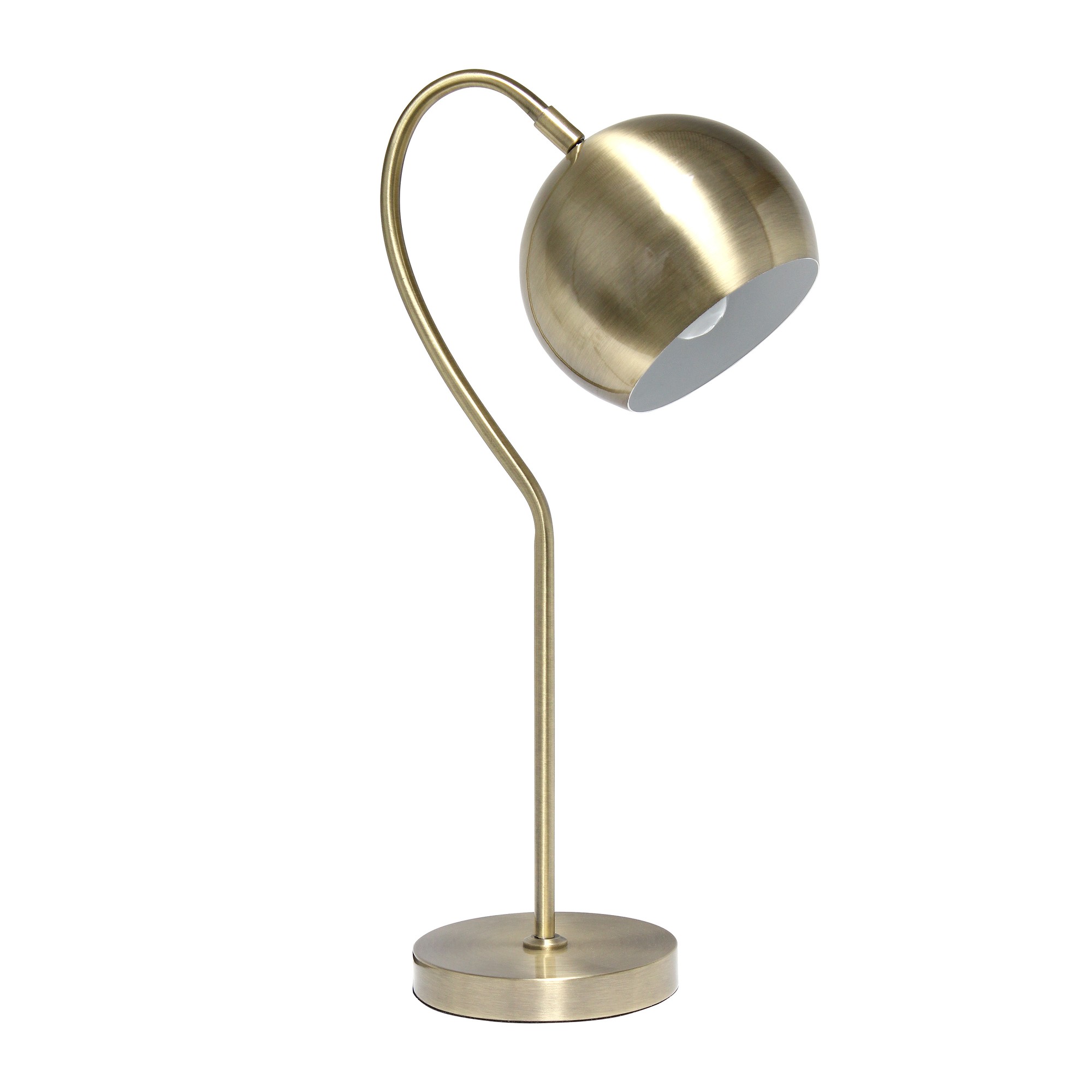Lalia Home Mid Century Curved Table Lamp with Dome Shade, Antique Brass