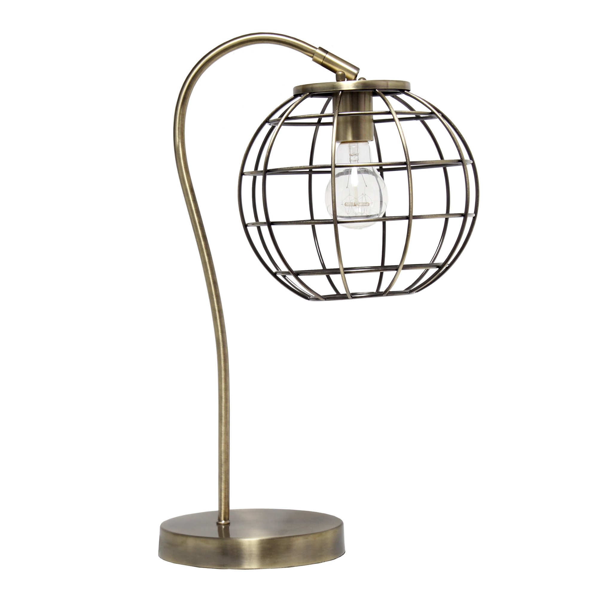 Lalia Home Arched Metal Cage Table Lamp, Antique Brass