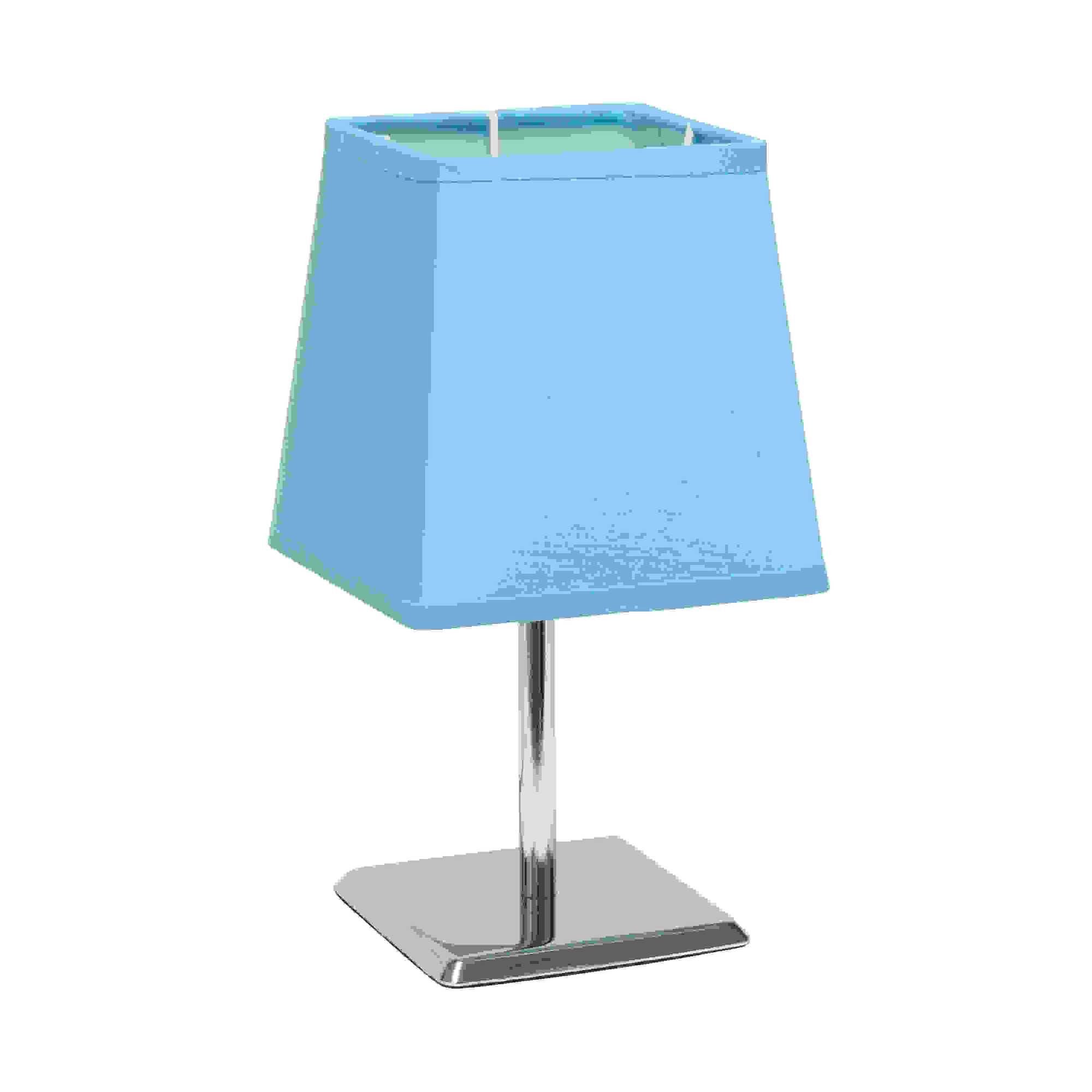 Simple Designs Mini Chrome Table Lamp with Squared Empire Fabric Shade