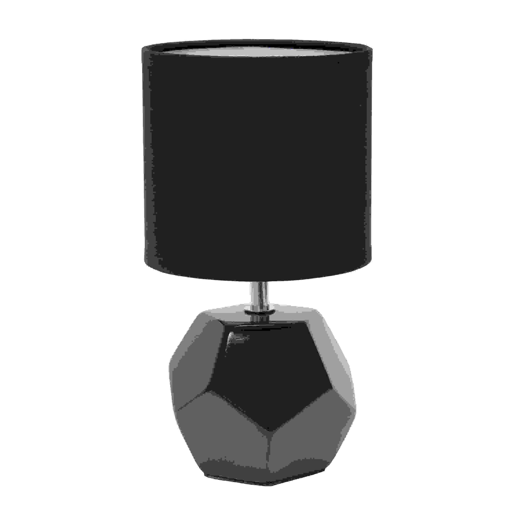 Simple Designs Round Prism Mini Table Lamp with Matching Fabric Shade