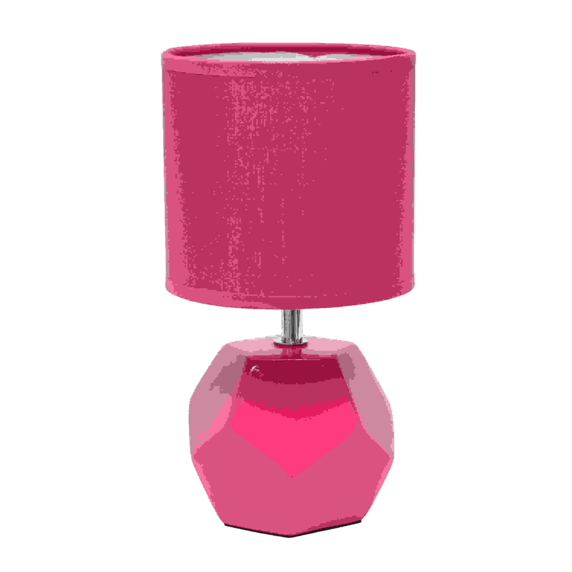 Simple Designs Round Prism Mini Table Lamp with Matching Fabric Shade