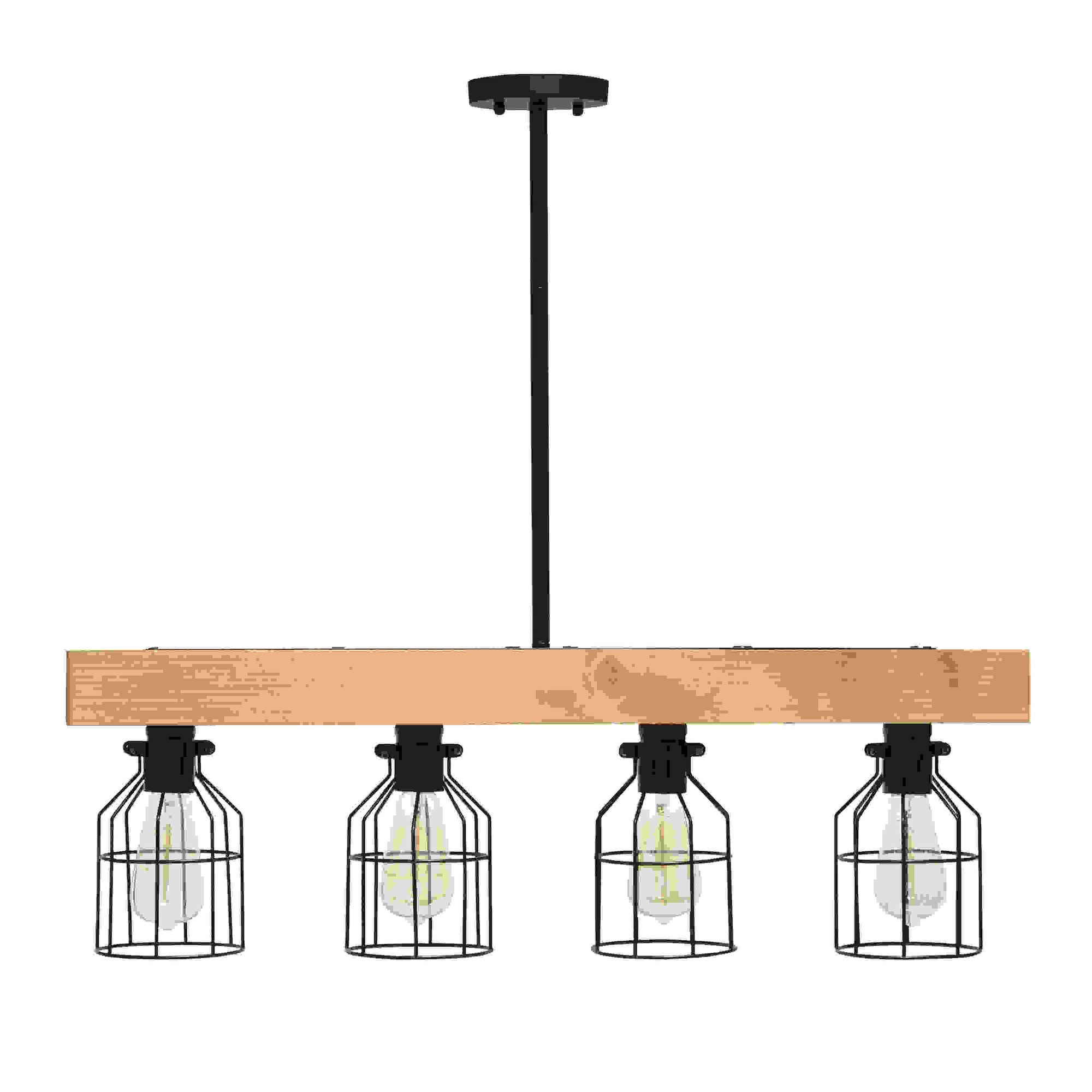 Lalia Home 4 Light Farmhouse Beam Pendant, Light Wood