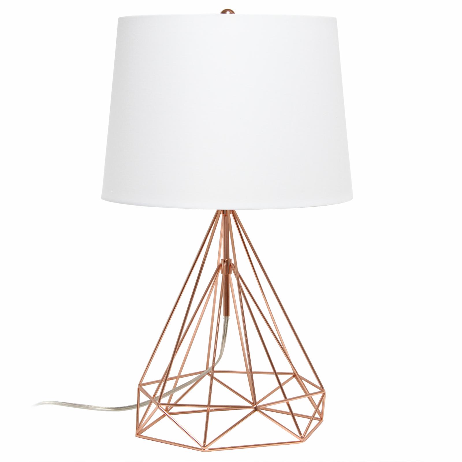 Lalia Home Geometric Rose Gold Wired Table Lamp with Fabric Shade