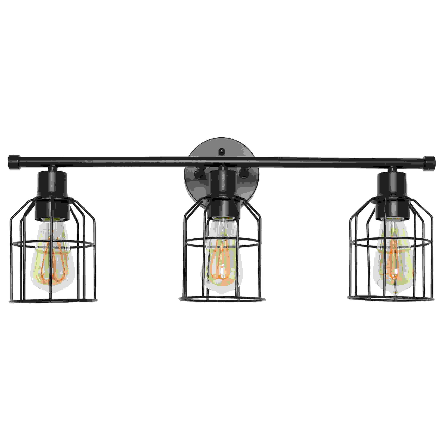 Lalia Home 3 Light Industrial Wired Vanity Light, Matte Black