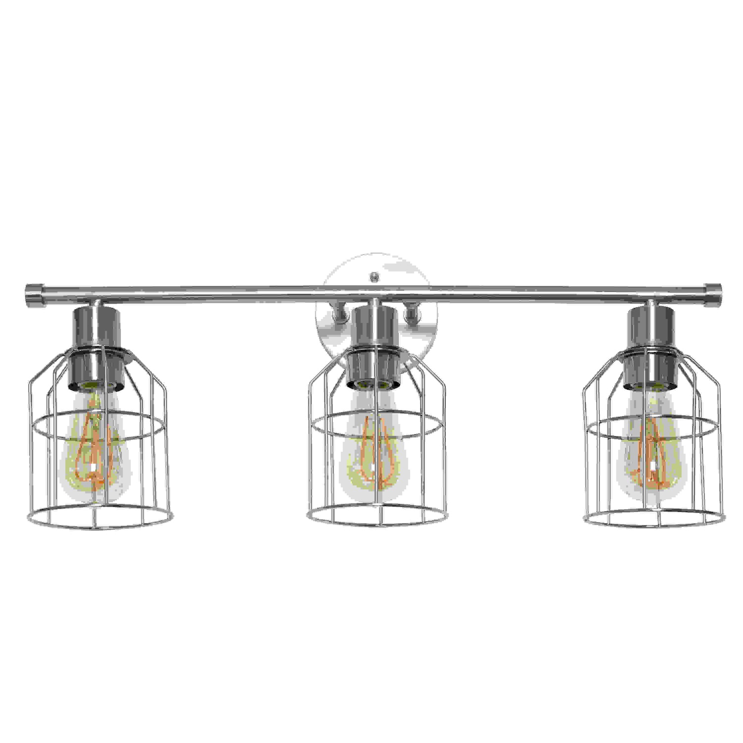 Lalia Home 3 Light Industrial Wired Vanity Light, Brushed Nickel