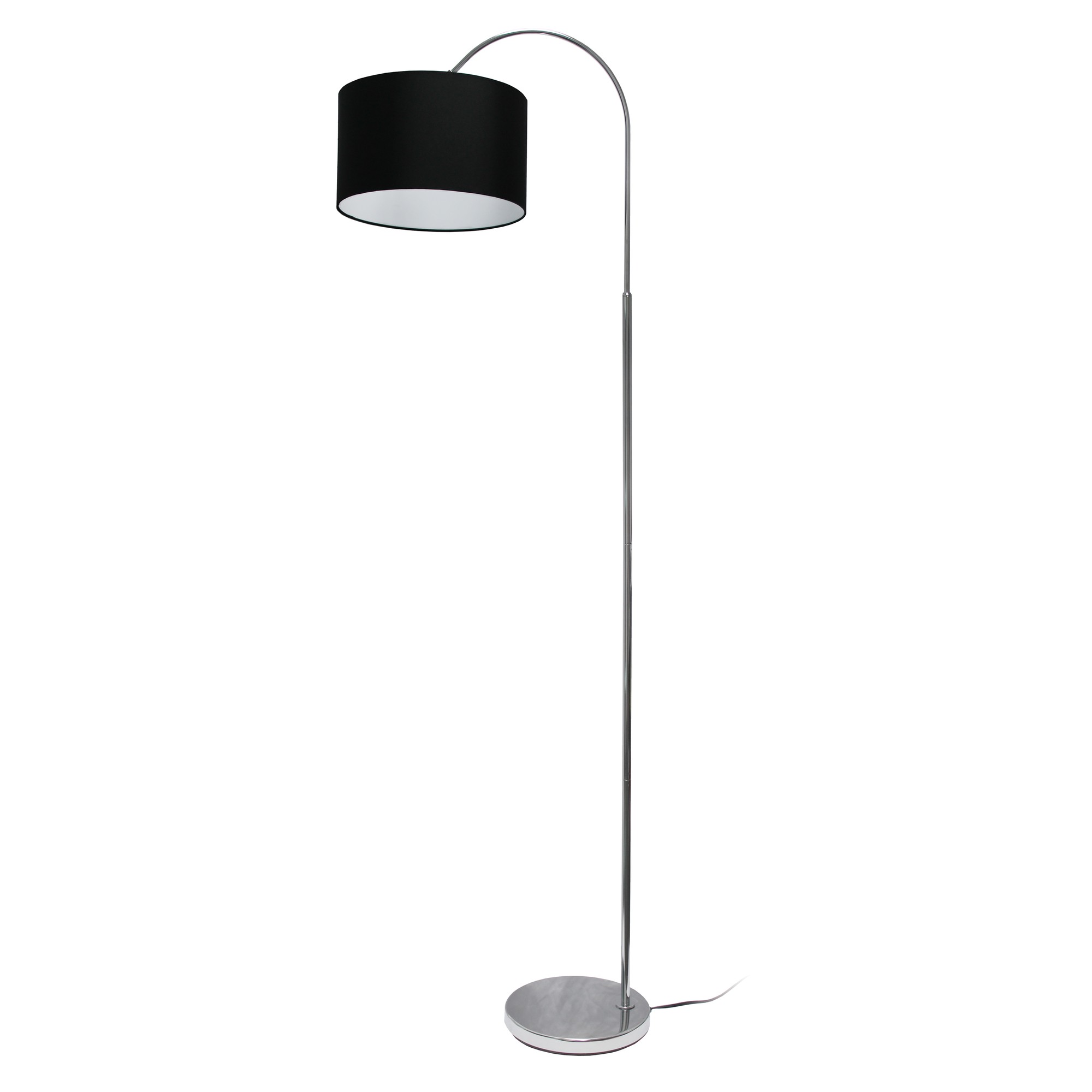 Simple Designs Arched Brushed Nickel Floor Lamp, Black Shade 