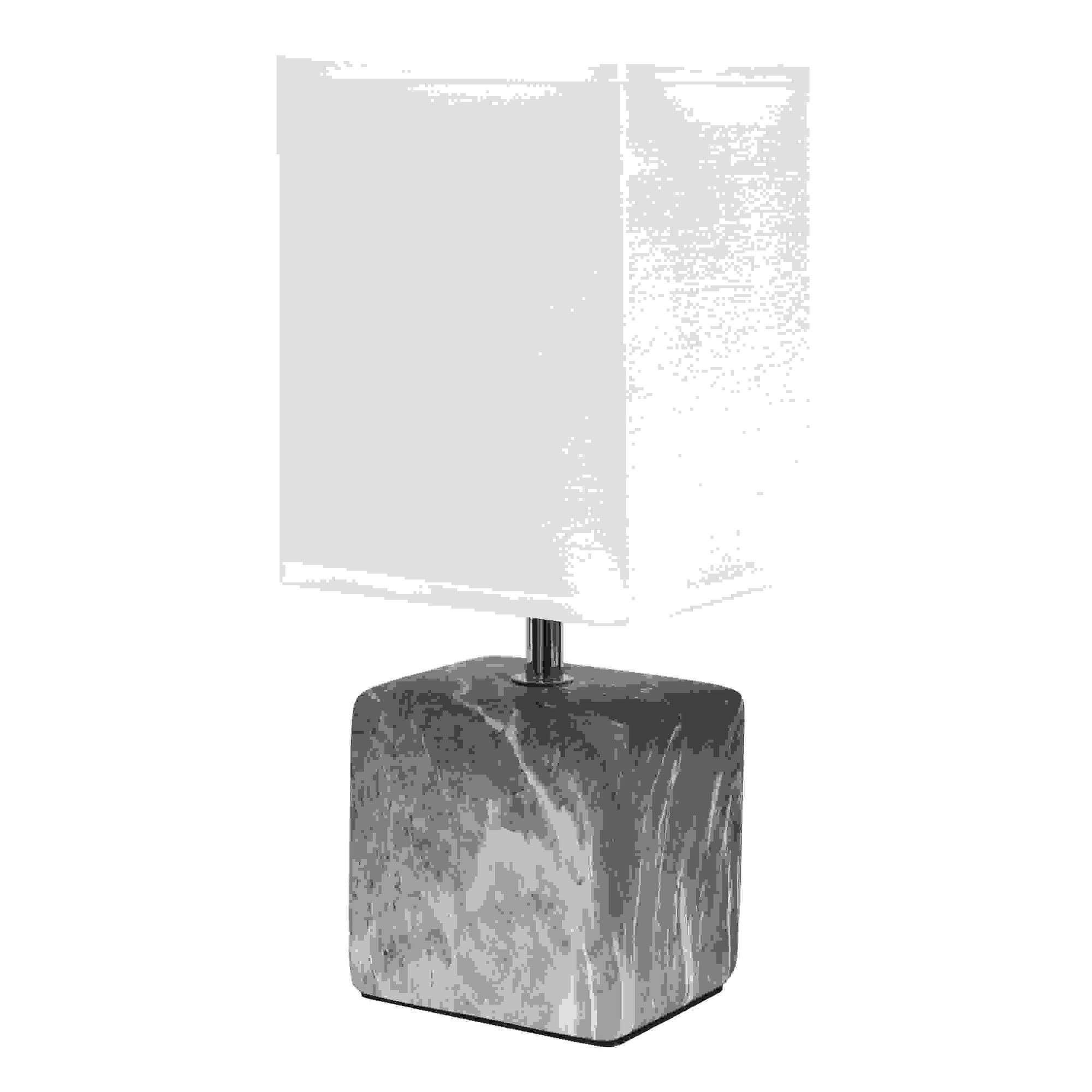 Simple Designs Petite Marbled Ceramic Table Lamp with Fabric Shade, Black with White Shade