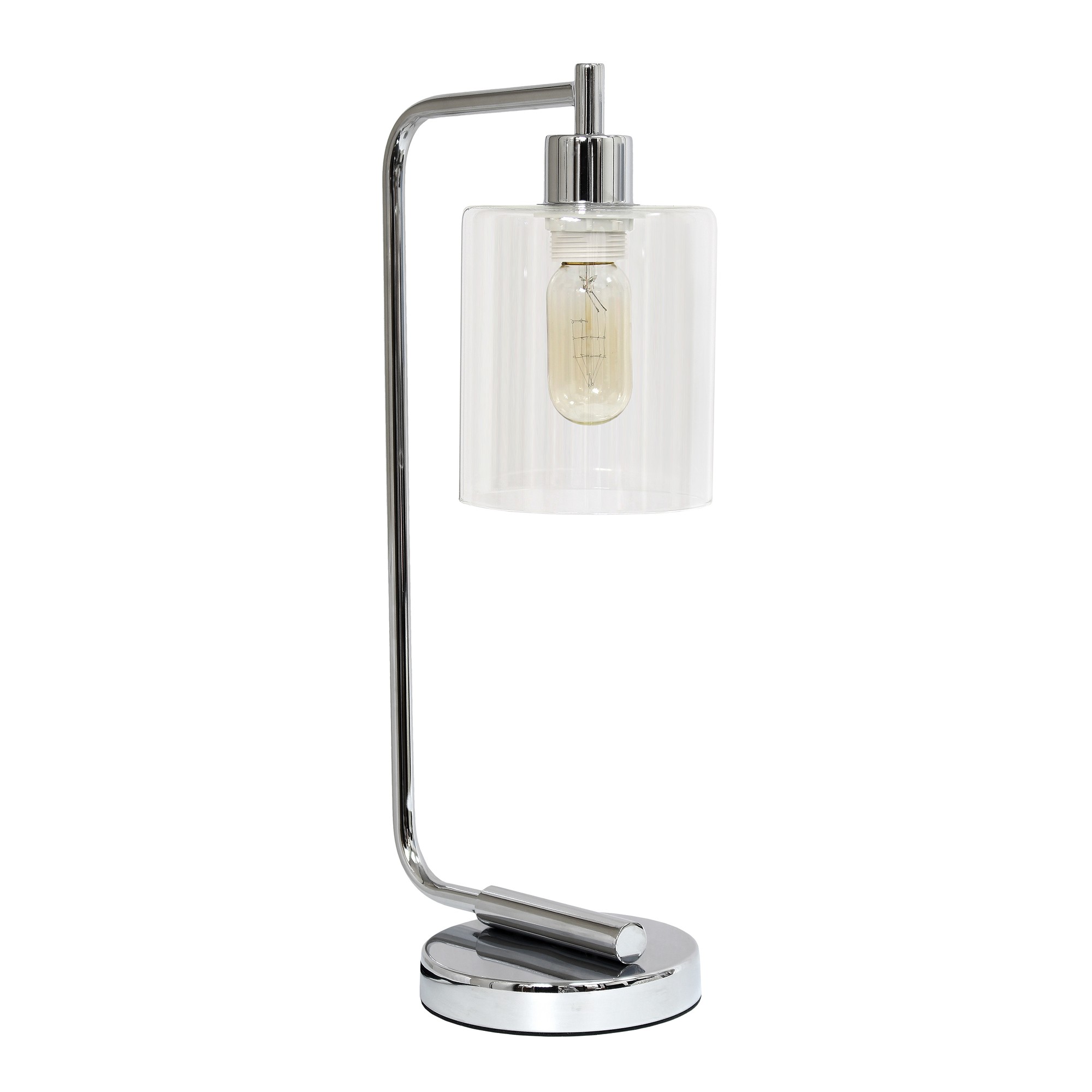 Lalia Home Modern Iron Desk Lamp with Glass Shade, Chrome