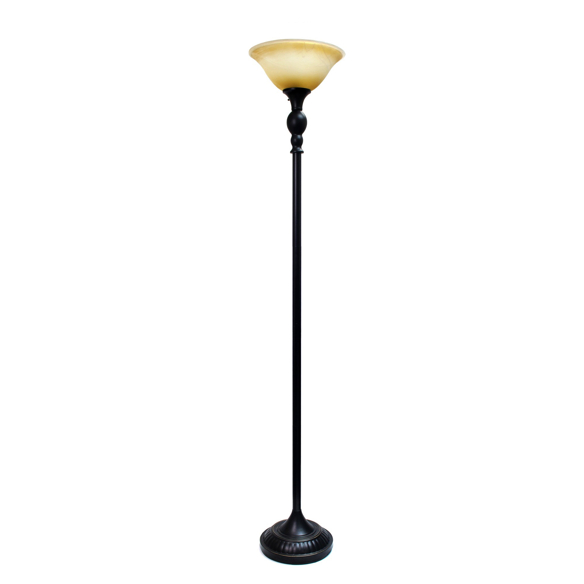 Lalia Home Classic 1 Light Torchiere Floor Lamp with Marbleized Glass Shade, Restoration Bronze