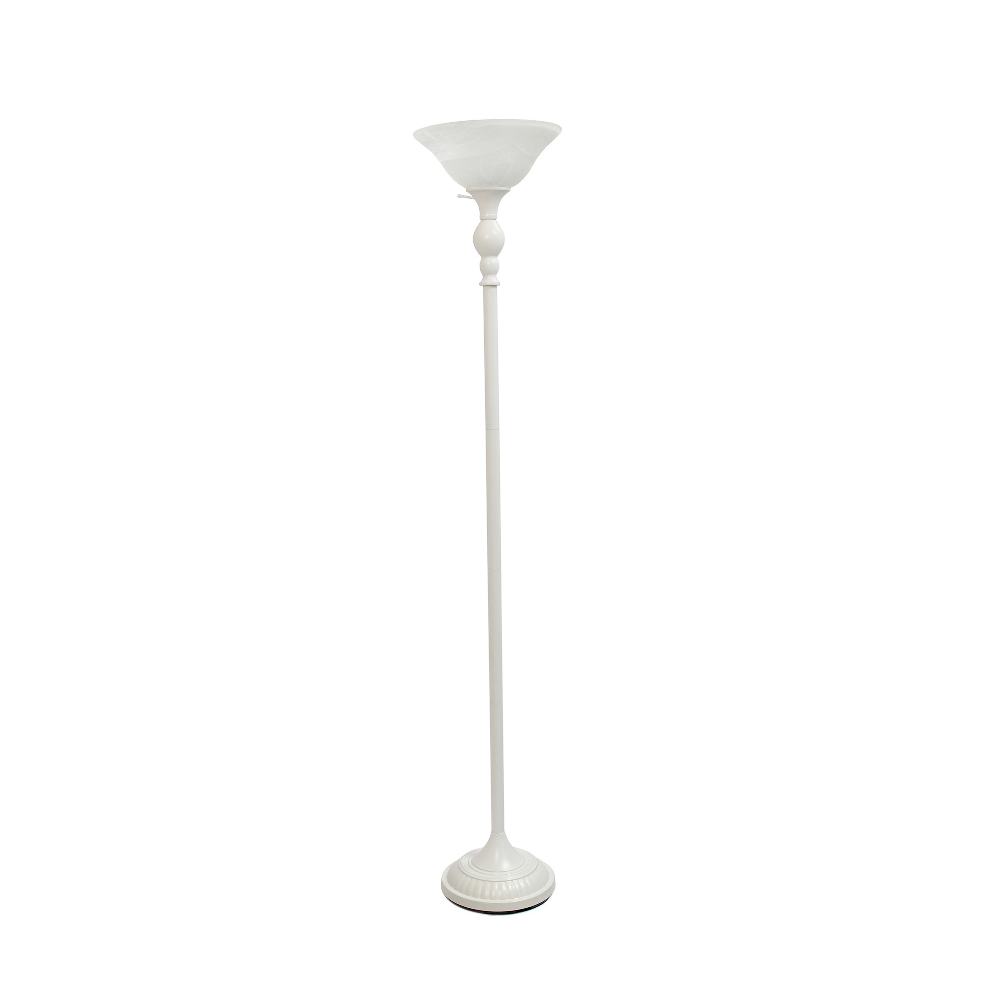 Lalia Home Classic 1 Light Torchiere Floor Lamp with Marbleized Glass Shade, White