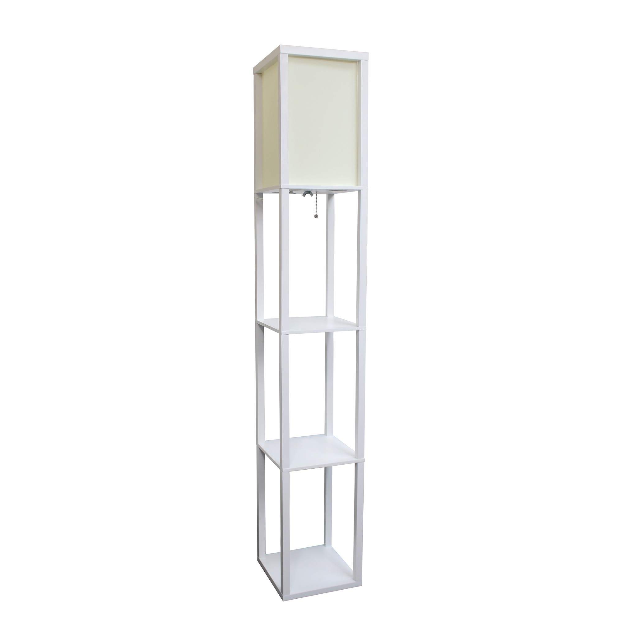 Lalia Home Column Shelf Floor Lamp with Linen Shade, White