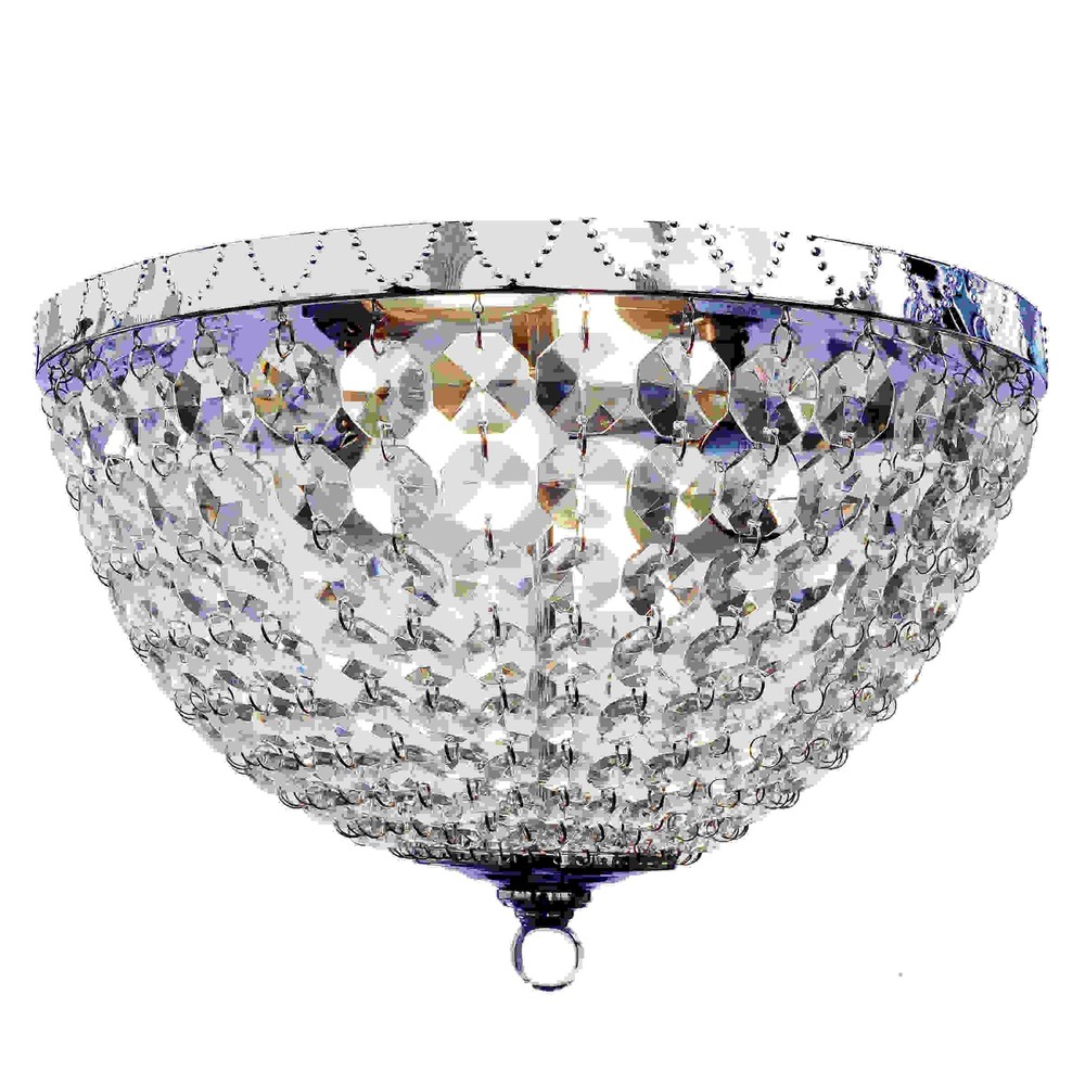 Lalia Home Crystal Drop 2 Light Ceiling Flush Mount, Chrome