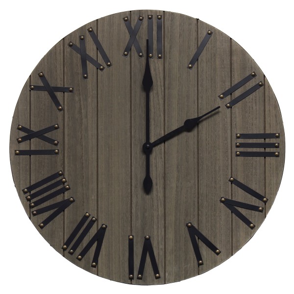 Elegant Designs Handsome 21" Rustic Farmhouse Wood Wall Clock, Rustic Gray