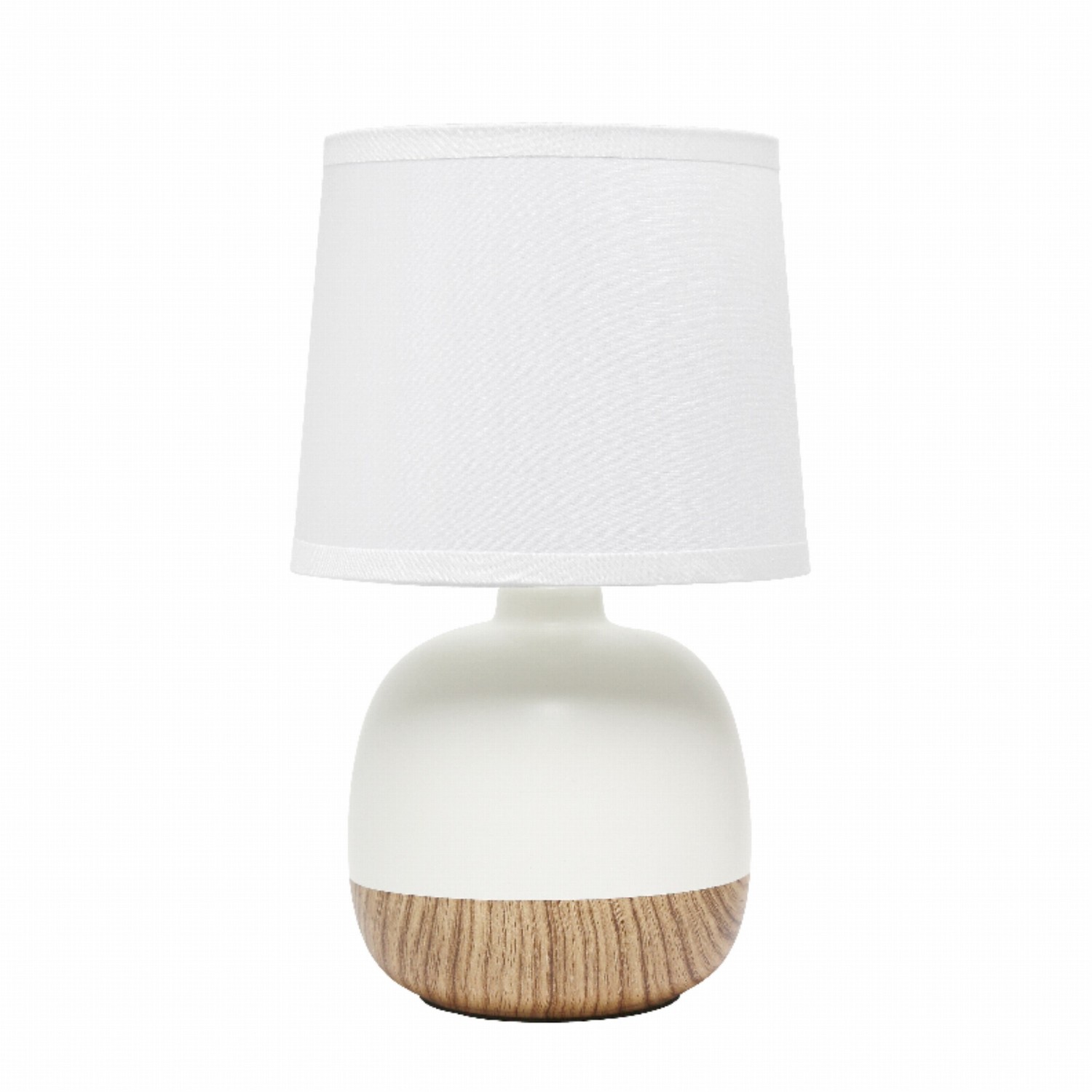 Simple Designs Petite Mid Century Table Lamp, Light Wood and White