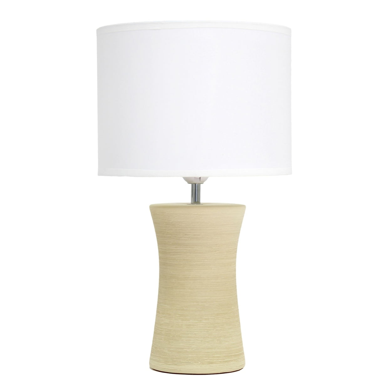 Simple Designs Ceramic Hourglass Table Lamp, Beige