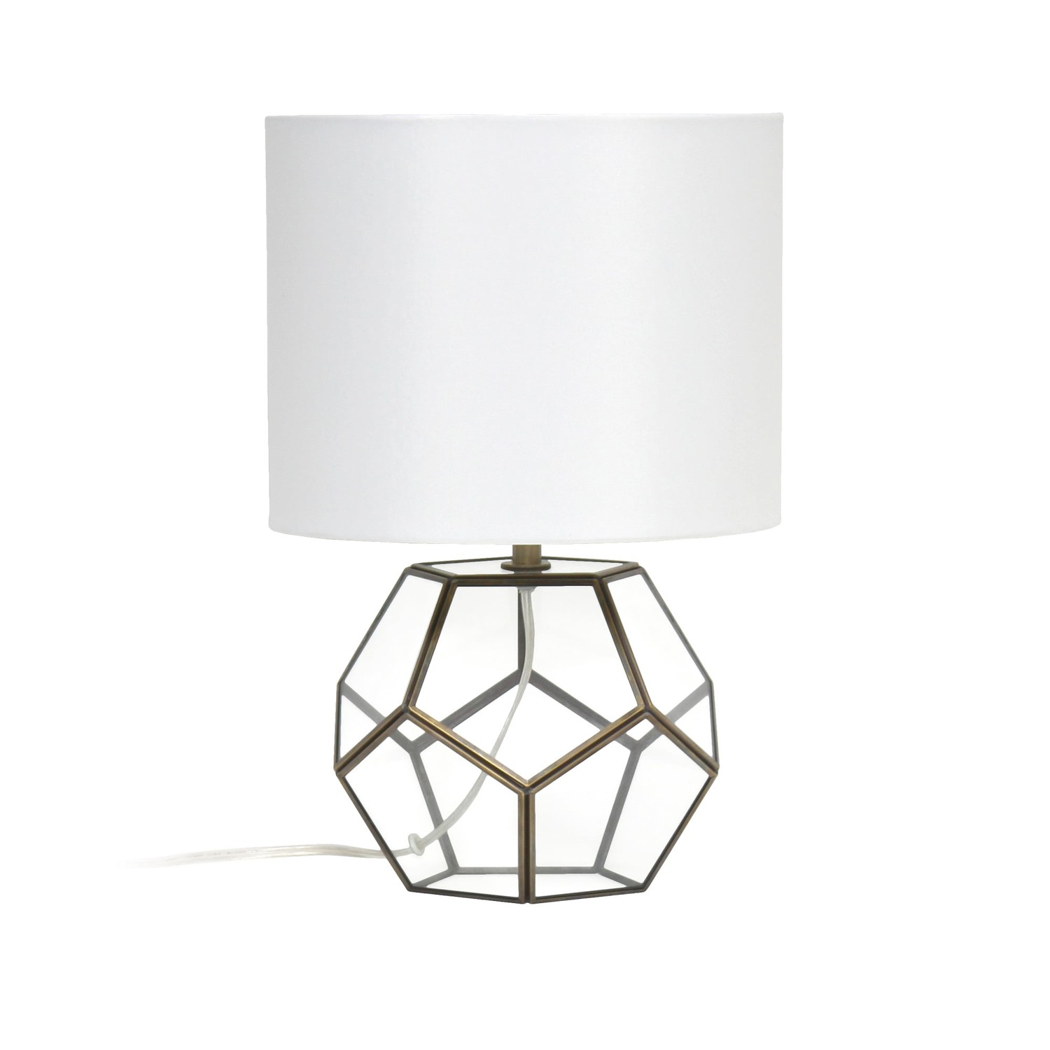 Lalia Home Transparent Octagonal Table Lamp, Brass
