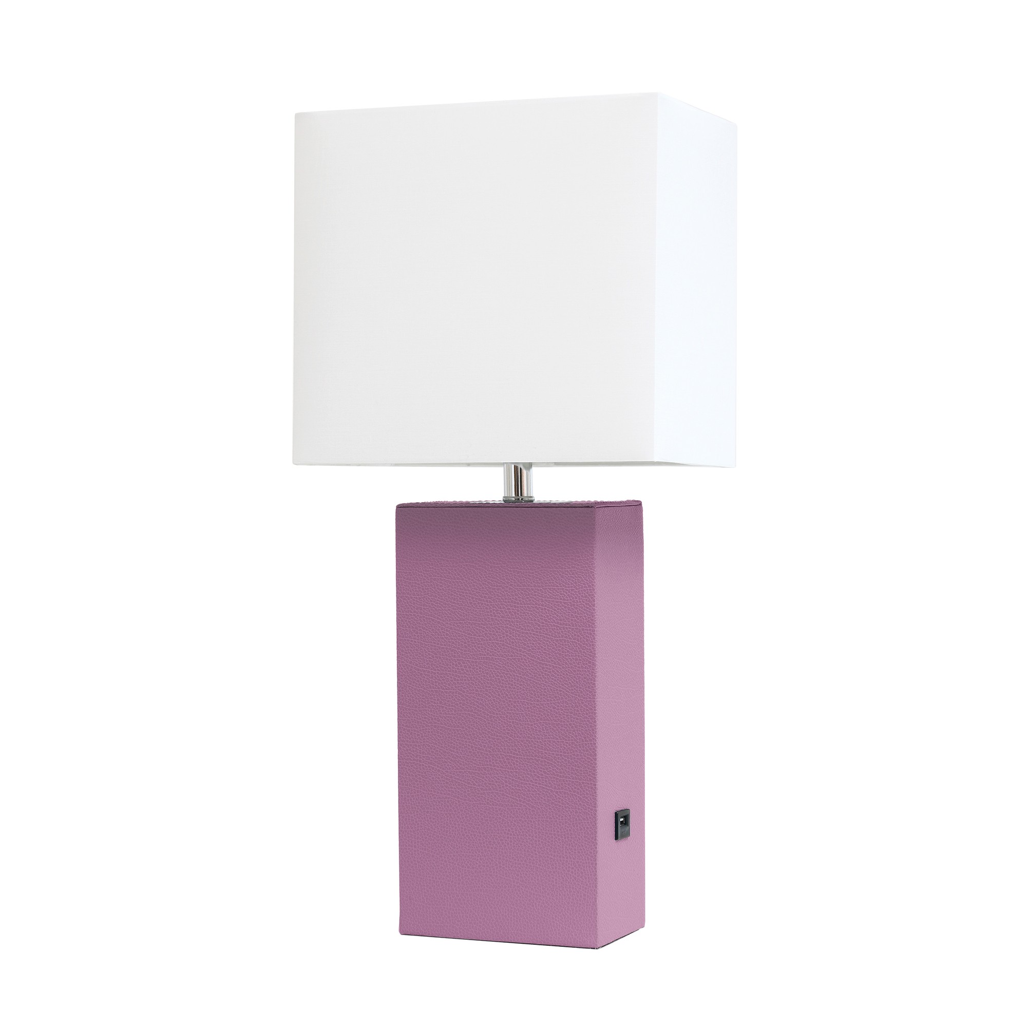 21in Table Lamp USB Charg Port White Shade Purple