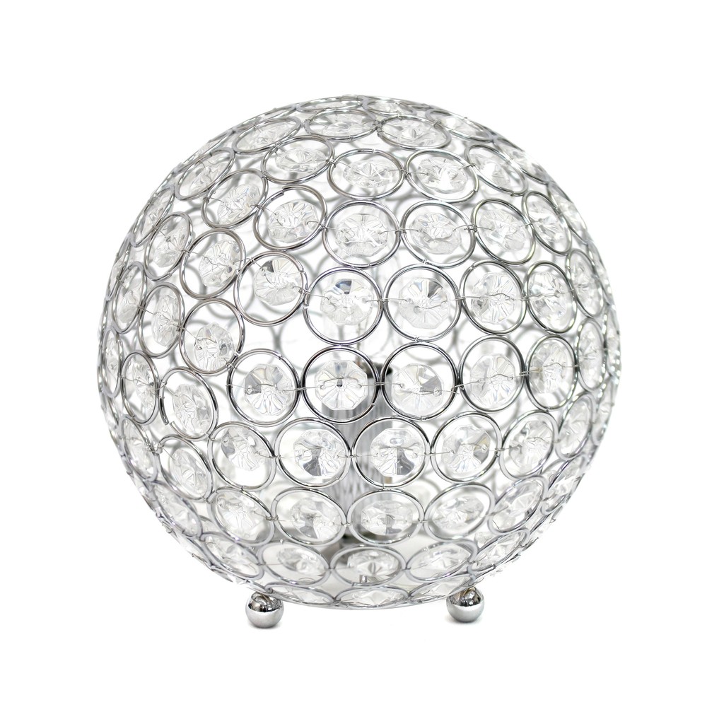 8in Metal Crystal Round Table Lamp Chrome