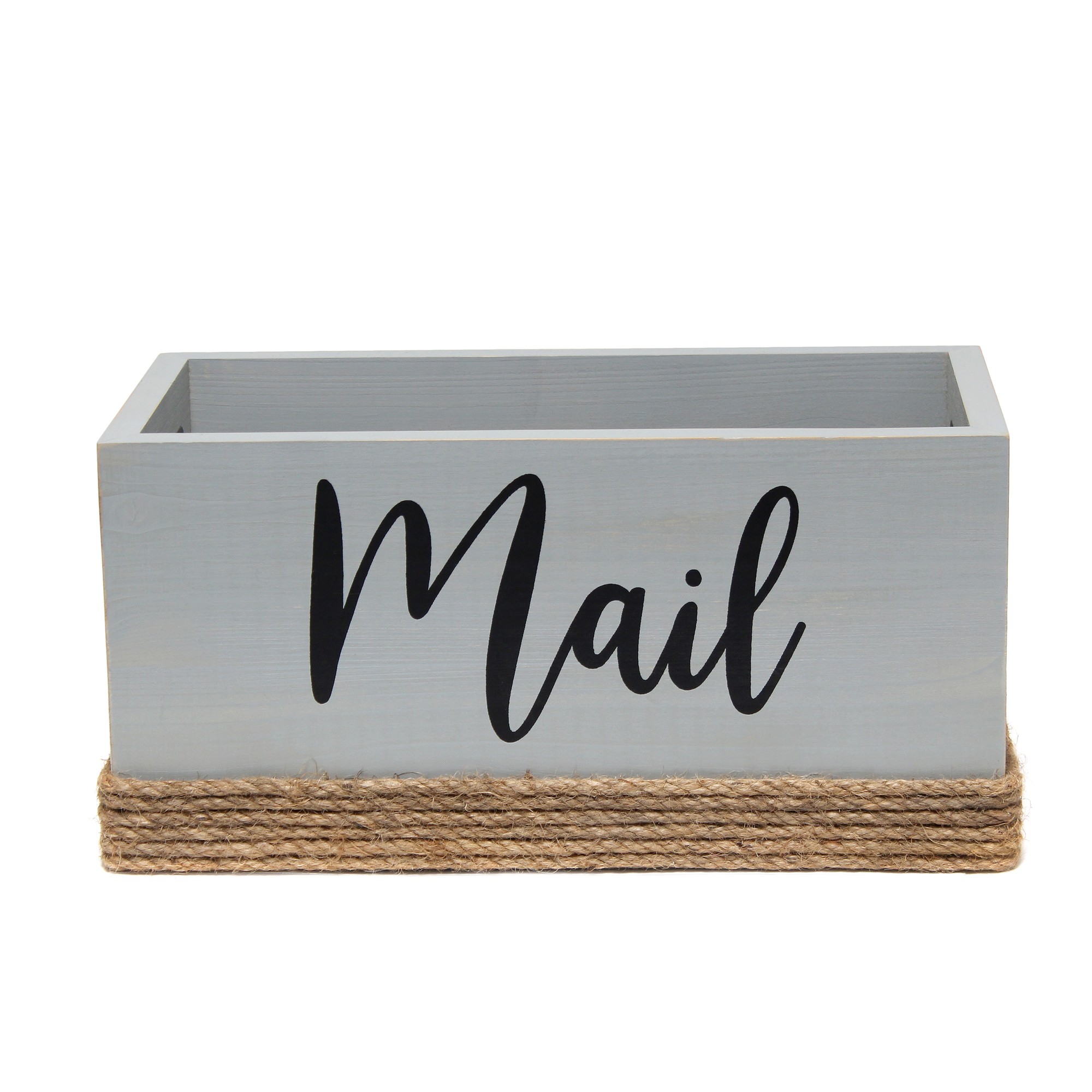Wood Mail Holder "Mail" Script in Black, Gray