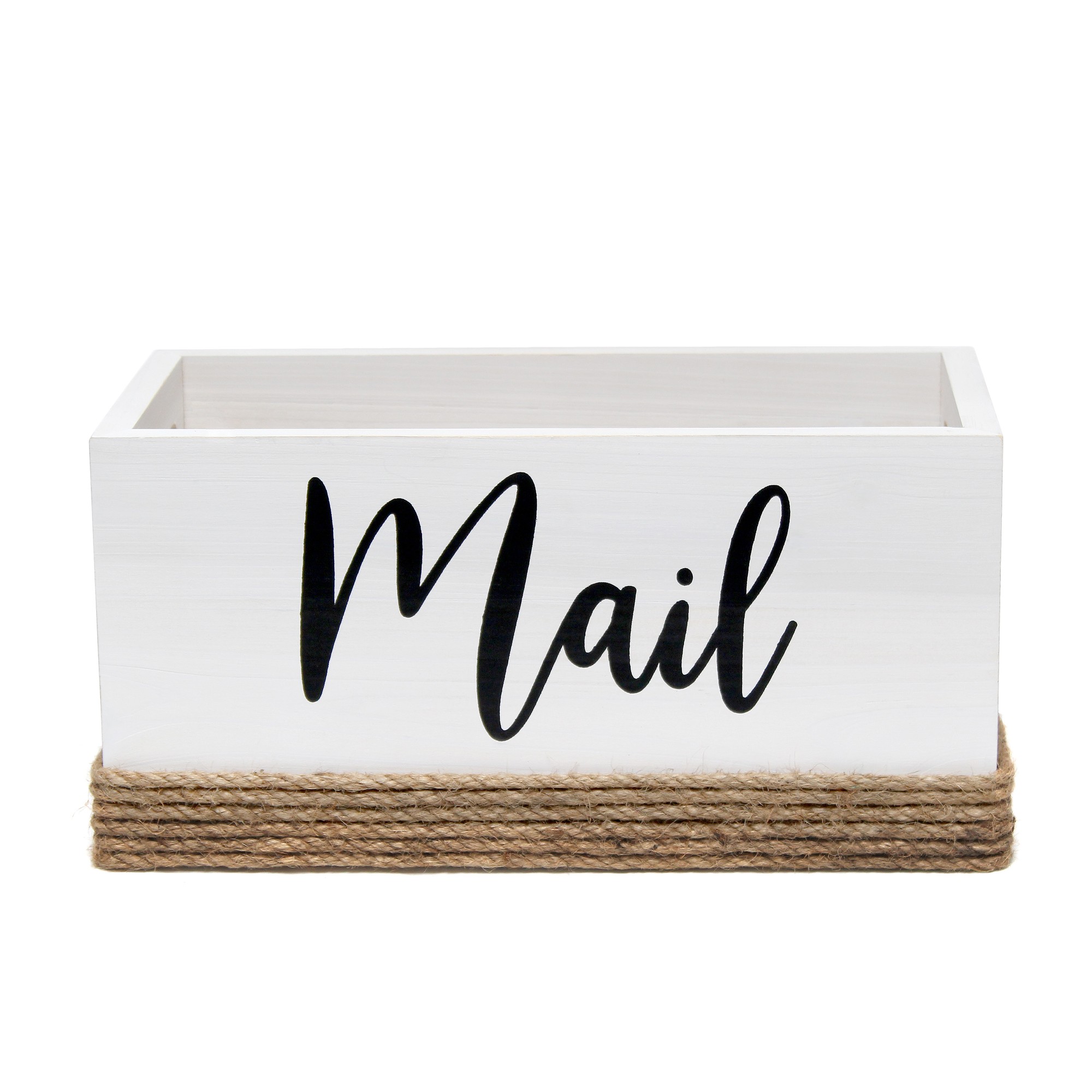 Wood Mail Holder "Mail" Script in Black, White