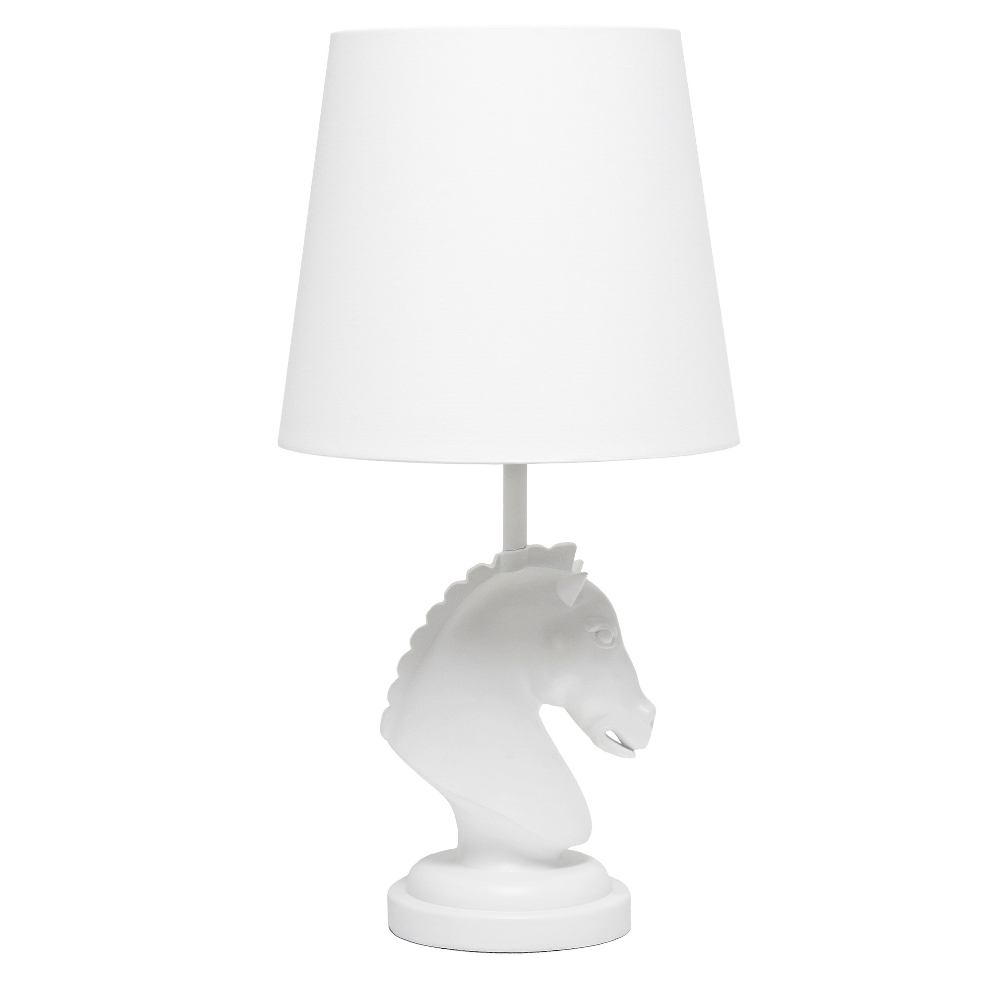 17.25" Tall Chess Horse Table Lamp Wht Shade, Wht