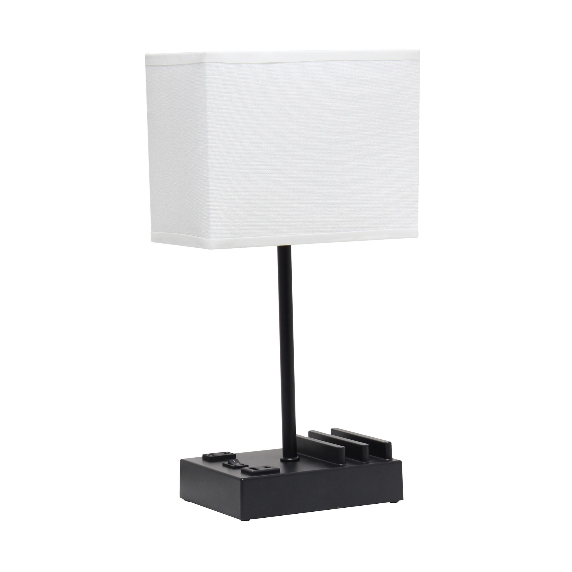 15.3" Table Lamp 2 USB Ports, Charging Outlet, Blk