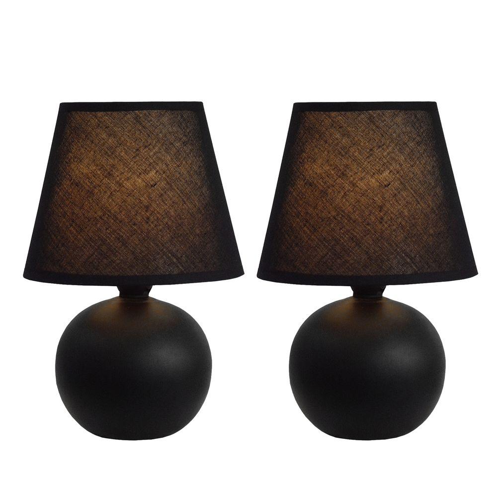 Simple Designs Mini Ceramic Globe Table Lamp 2 Pack Set