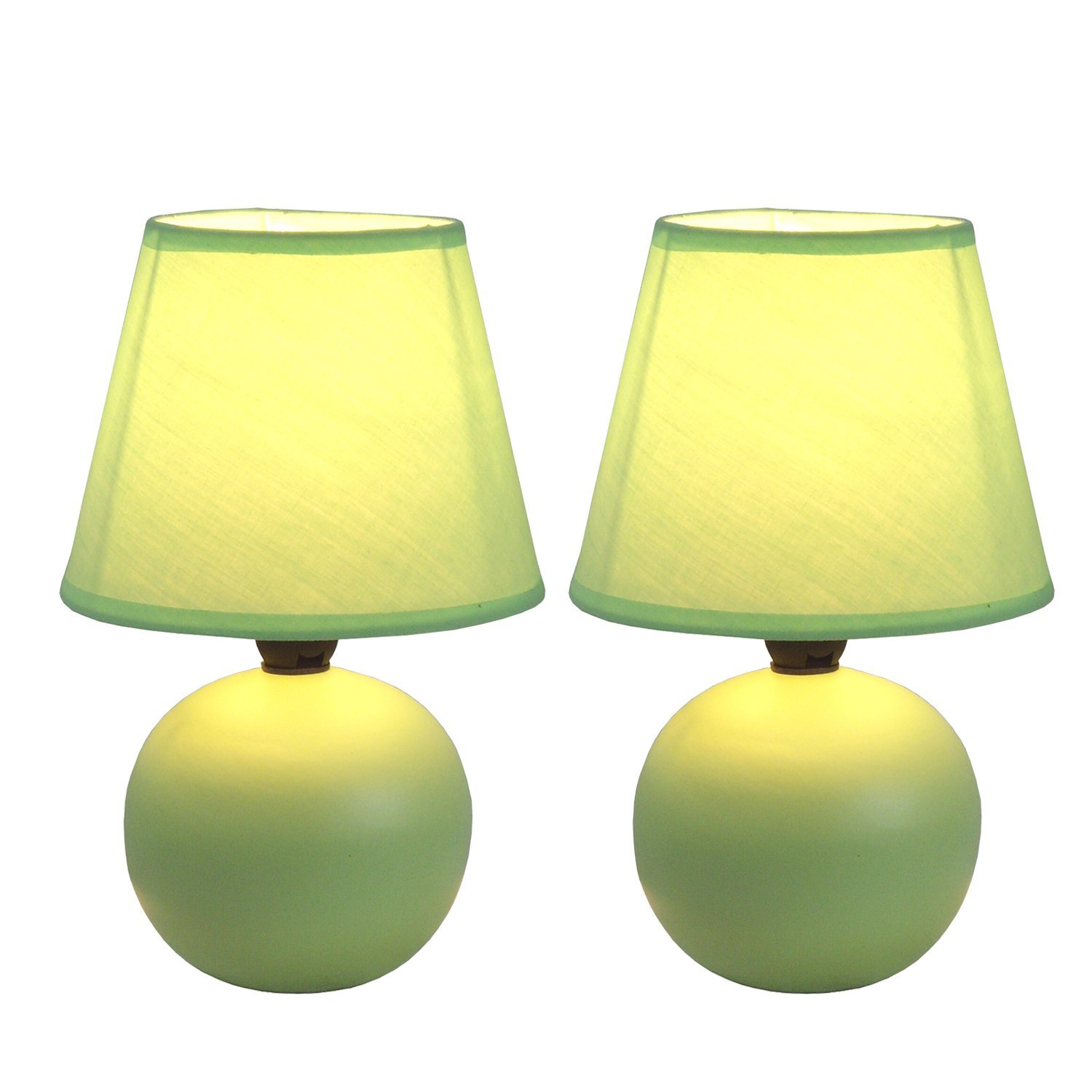 Simple Designs Mini Ceramic Globe Table Lamp 2 Pack Set