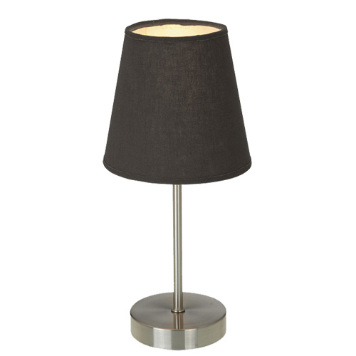 Simple Designs Sand Nickel Basic Table Lamp with Black Shade