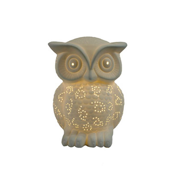 Simple Designs Porcelain Owl Shaped Table Lamp