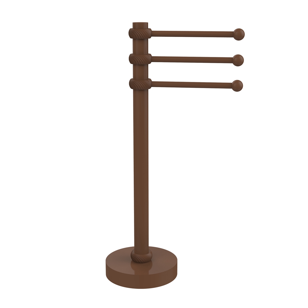 973T-ABZ Vanity Top 3 Swing Arm Guest Towel Holder with Twisted Accents, Antique Bronze