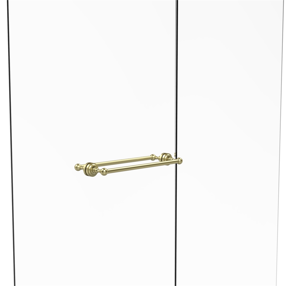 DT-41-BB-18-SBR Dottingham Collection 18 Inch Back to Back Shower Door Towel Bar, Satin Brass