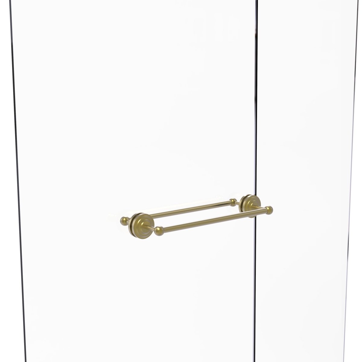 QN-41-BB-18-SBR Que New Collection 18 Inch Back to Back Shower Door Towel Bar, Satin Brass