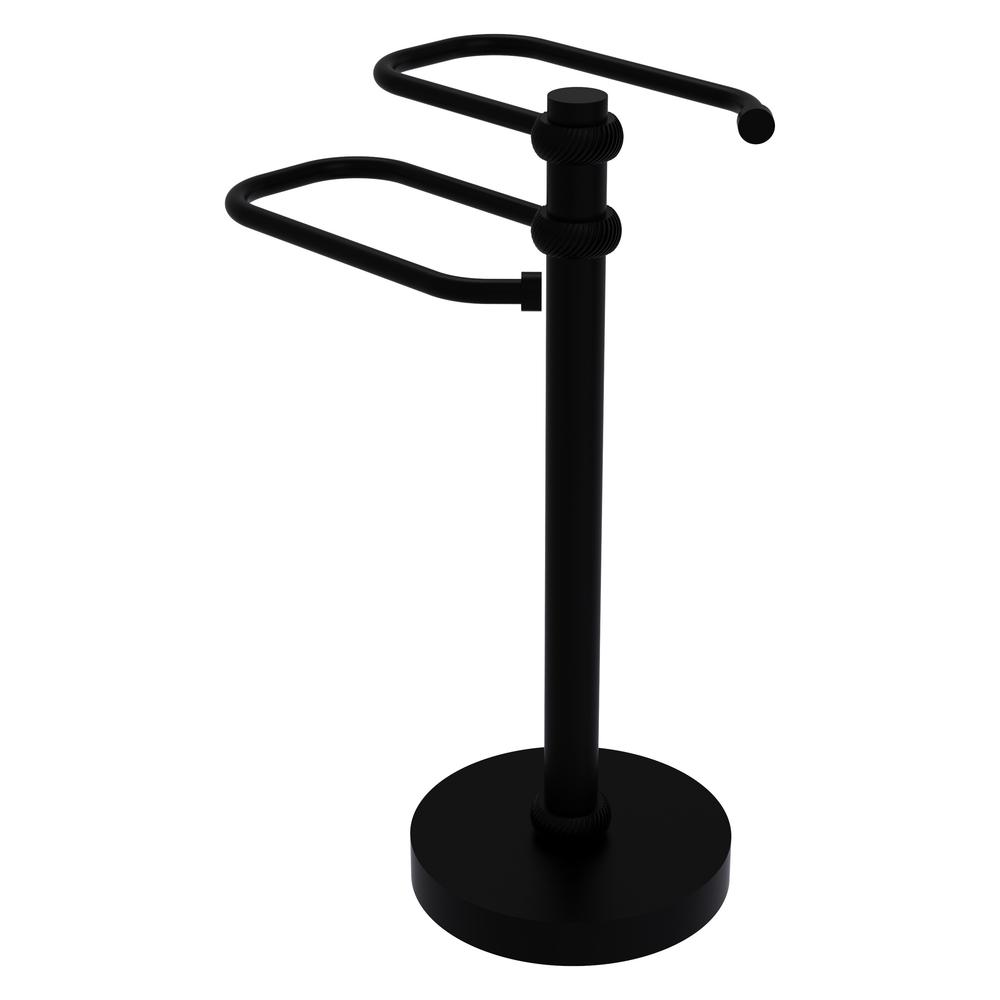 TS-15T-BKM Free Standing Two Arm Guest Towel Holder, Matte Black