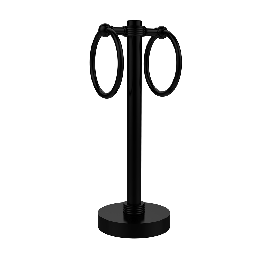953G-BKM Vanity Top 2 Towel Ring Guest Towel Holder with Groovy Accents, Matte Black