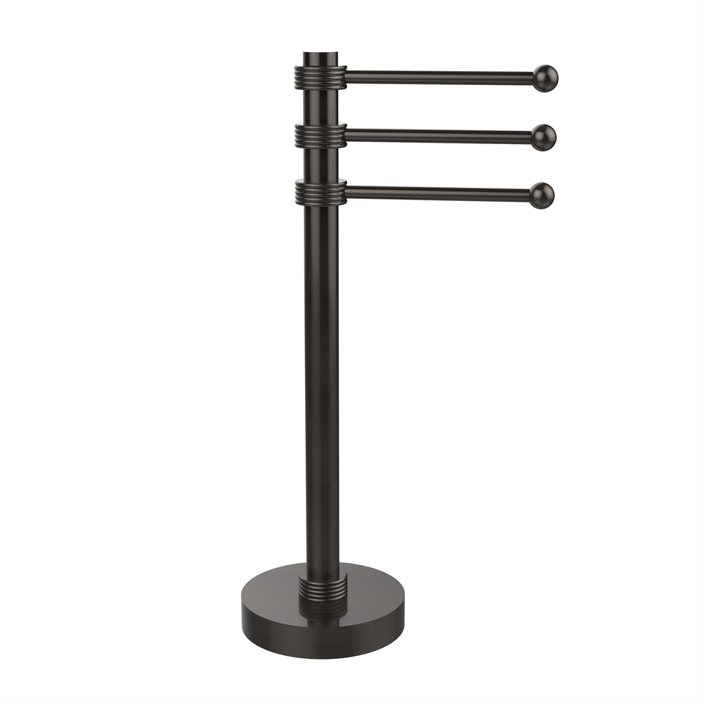 973G-ORB Vanity Top 3 Swing Arm Guest Towel Holder with Groovy Accents, Oil Rubbed Bronze