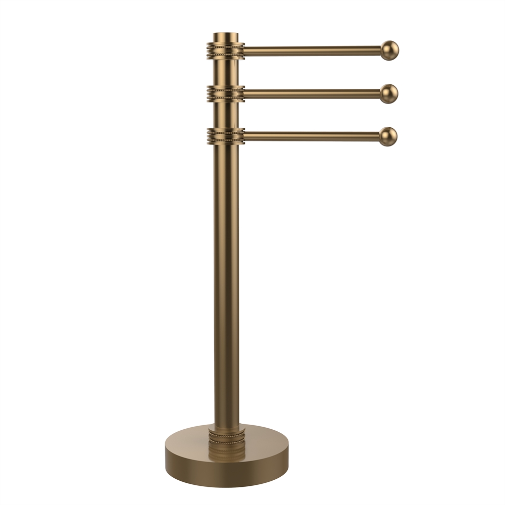 973D-BBR Vanity Top 3 Swing Arm Guest Towel Holder with Dotted Accents, Brushed Bronze