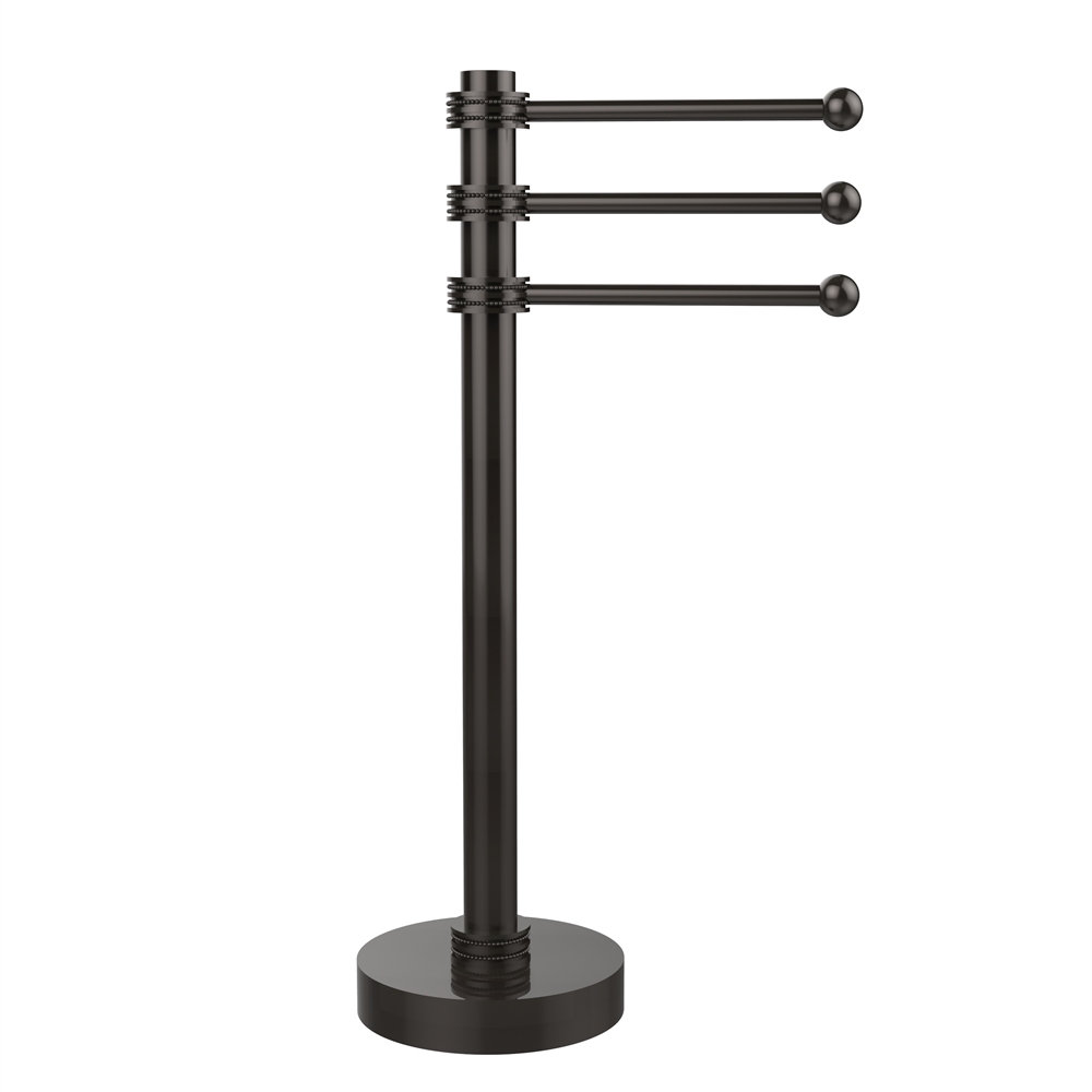 973D-ORB Vanity Top 3 Swing Arm Guest Towel Holder with Dotted Accents, Oil Rubbed Bronze