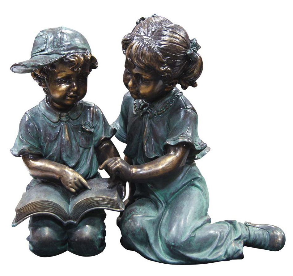 Boy and Girl Reading Together Statue