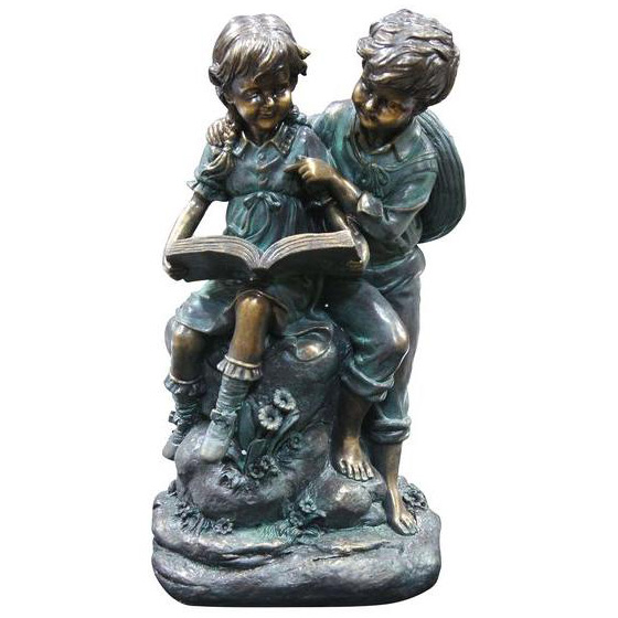 Girl and Boy Reading Together Statue