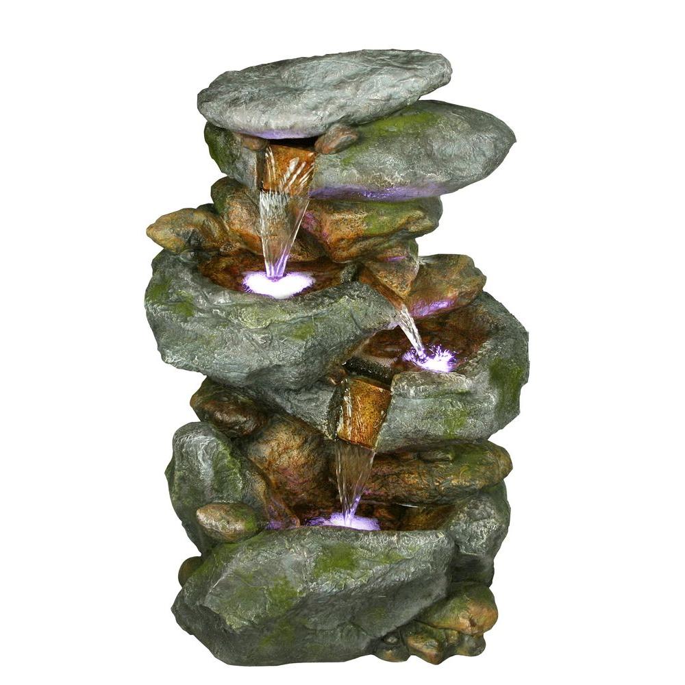 Rock Waterfall Fountian with LED Lights