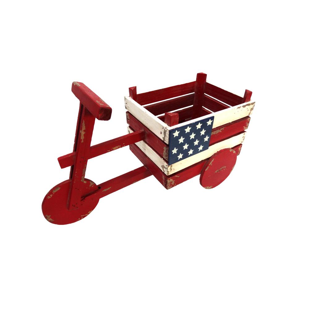 American Flag Tricycle Wood Planter