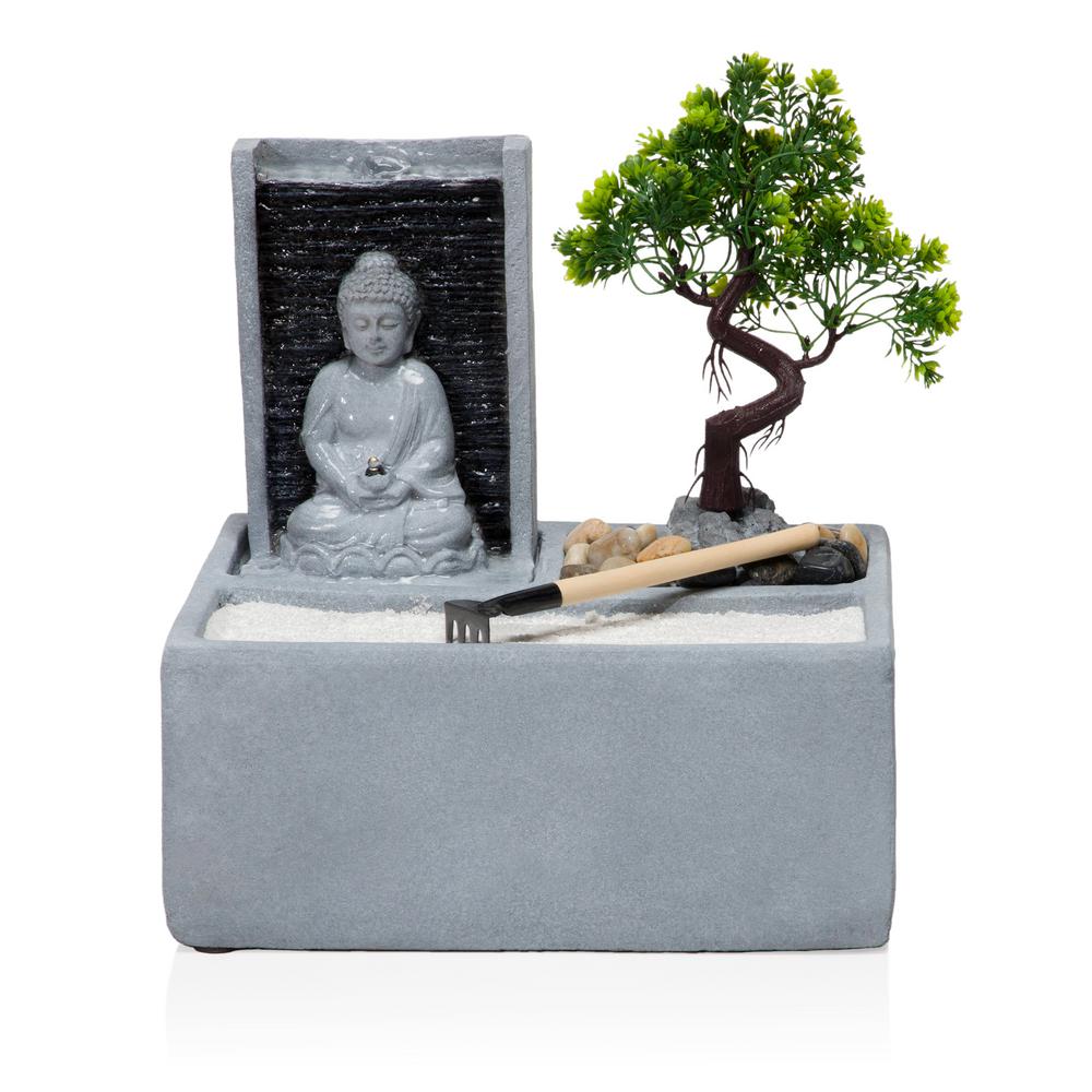 Buddha Bonsai Garden Tabletop Fountain with LED Light