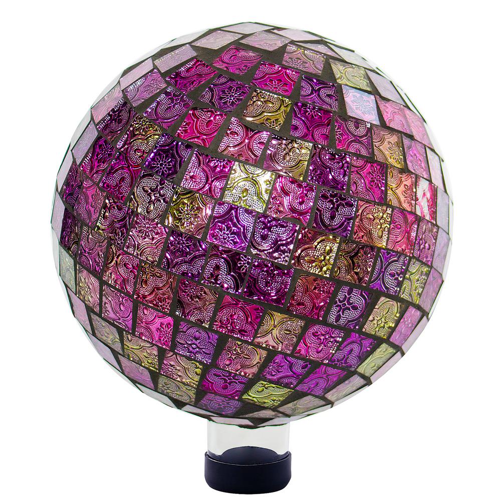 Mosaic Gazing Globe with Pink Embossed Tile Pattern